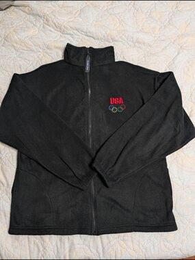 USA Olympic Black Full-Zip Performance Fleece Jacket L Team USA